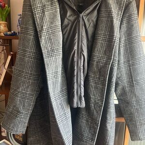 Gray Plaid Men’s Coat BERNARDO